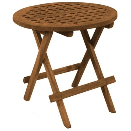 SEATEAK Folding Deck Table Round-Grate Top Oiled Finish 60031